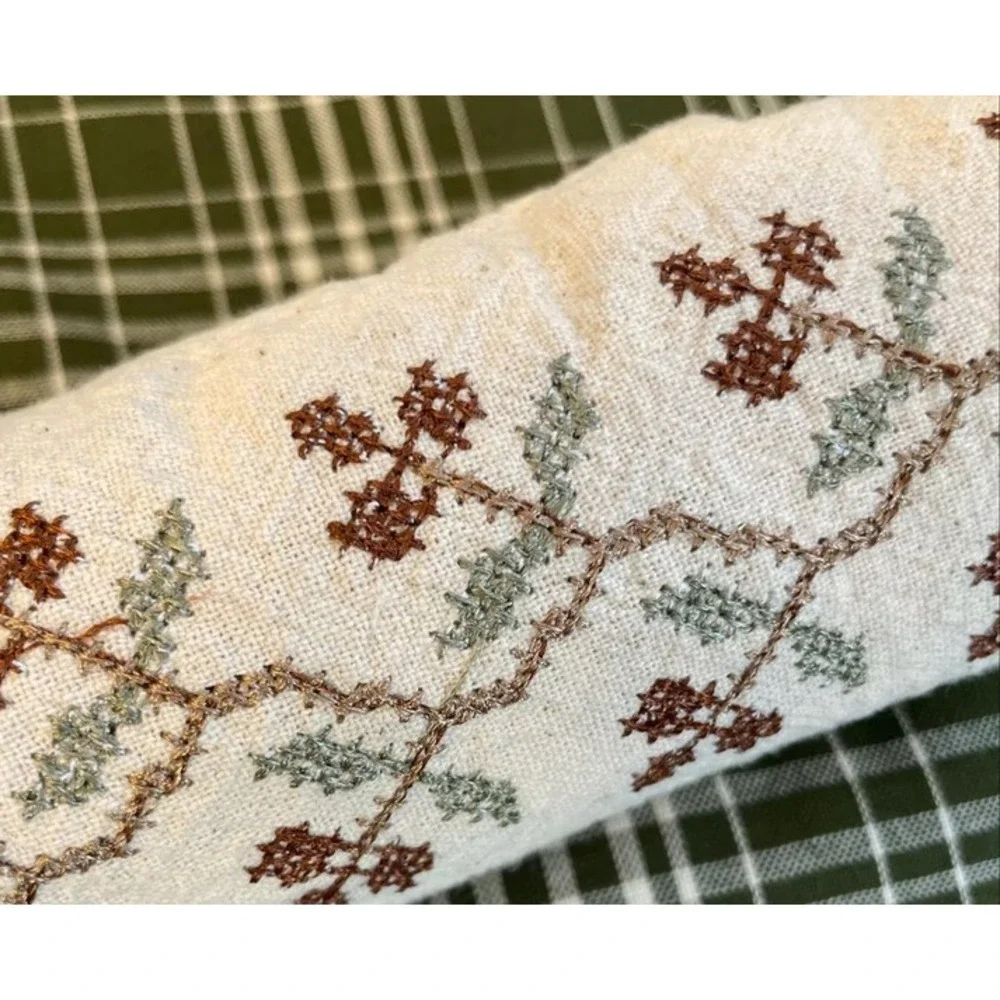 Hearth & Hand Magnolia Flour Sack Kitchen Towel Floral Stitched Fall Icon Leaves